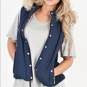 Quilted fur vest